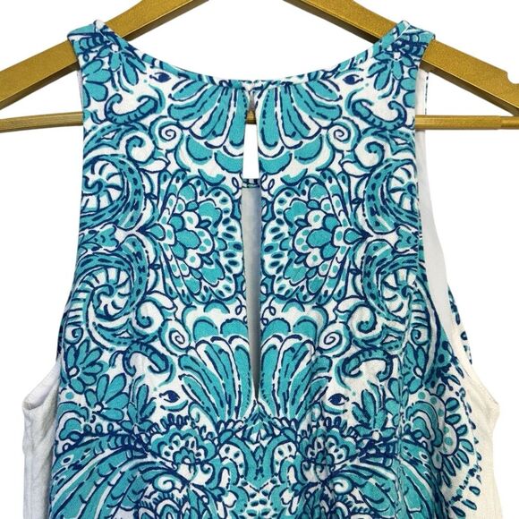 Lilly Pulitzer Wright Trapeze Tank Mini Dress Size S Turquoise White Tipsy Tusks - Picture 4 of 8